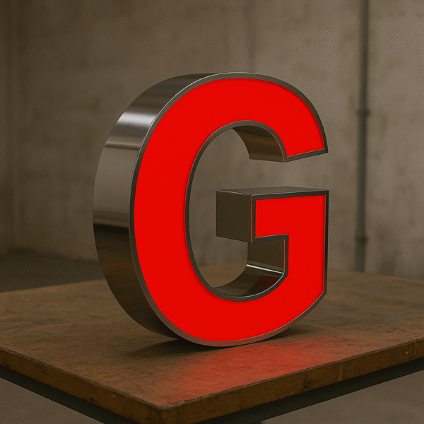 Kirmizi paslanmaz kutu harf