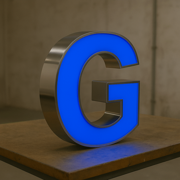 Mavi paslanmaz kutu harf