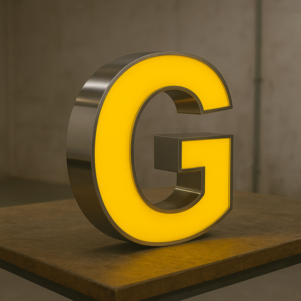 Sari paslanmaz kutu harf