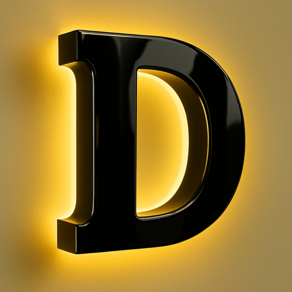 Siyah parlak paslanmaz isikli kutu Harf