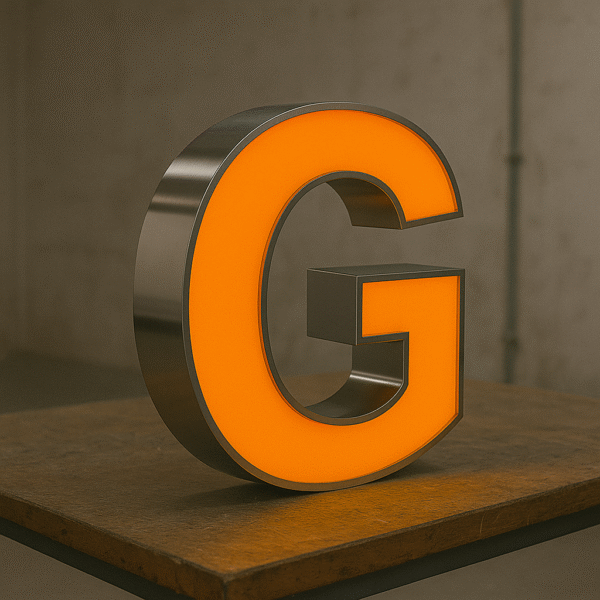 Turuncu paslanmaz kutu harf