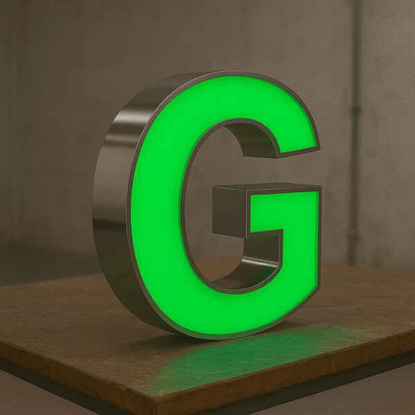 Yesil paslanmaz kutu harf