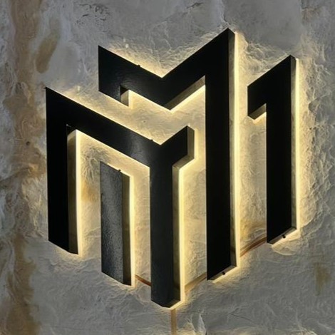 Siyah Paslanmaz Işıklı Kutu Harf